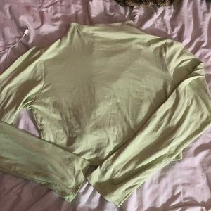 Light Green Cropped Mock Neck Top